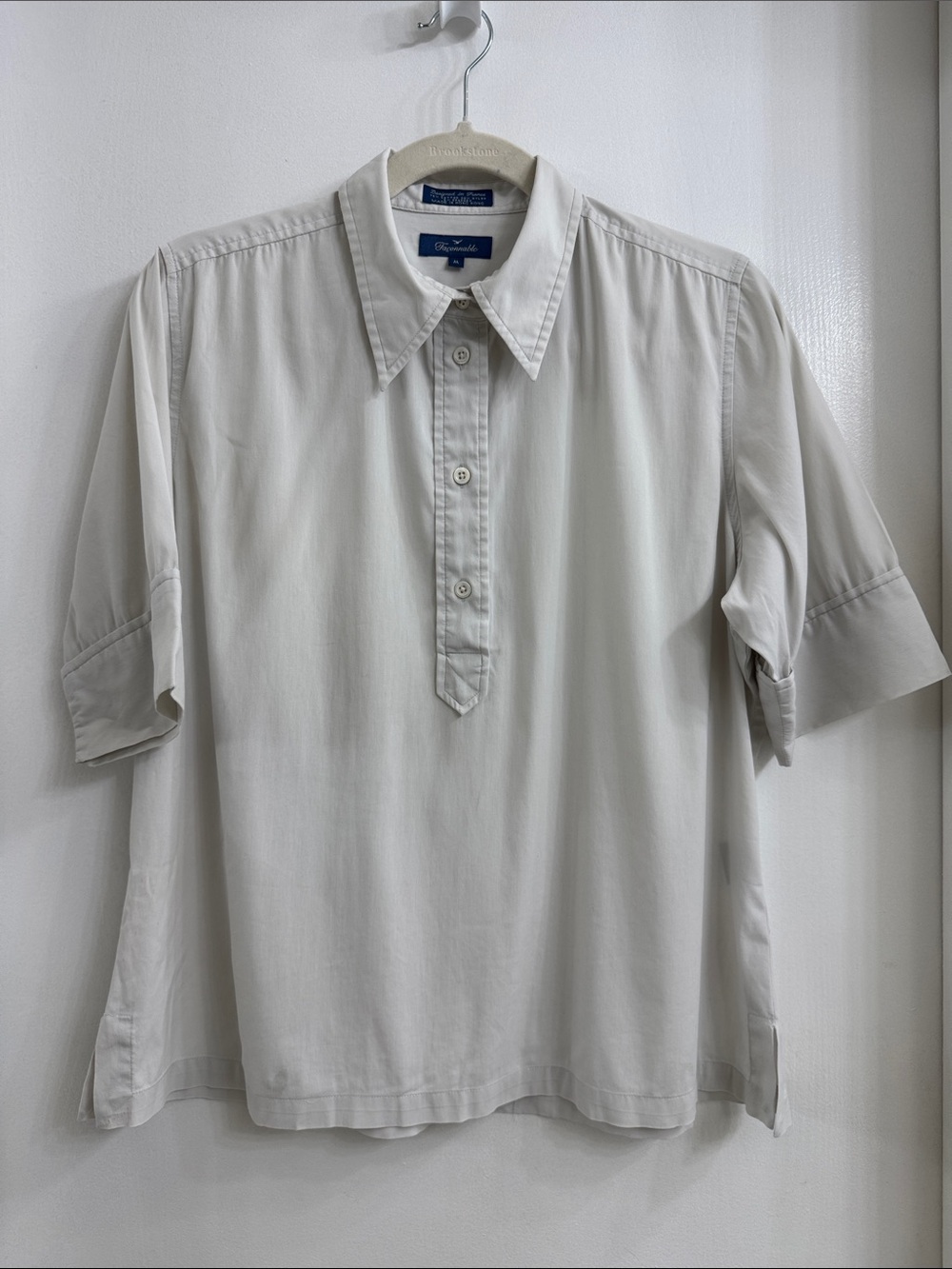 Faconnable Women's Short-Sleeve Button-Down Shirt - Stone